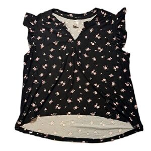 4/$15 🌻 NWT Lissome Lounge Size S Black Floral Ruffle Sleeve Pajama Top